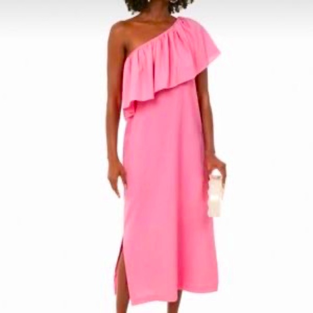 Pomander Place pink one shoulder dress